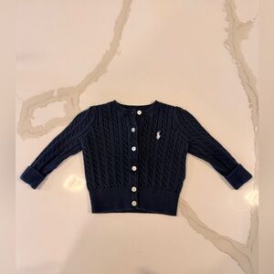 Baby Ralph Lauren Navy Cable Knit Cardigan 9M Polo Pony Sweater